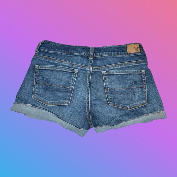 American Eagle Low Rise Cuffed Stretch Shortie Shorts Size 8 Waist 32” #99 - Picture 2 of 5